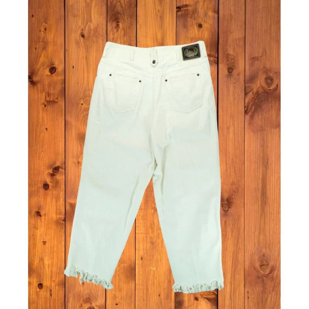 DKNY Vintage Y2K Denim Cargo Pants Women's High Rise Capris Size 12 100% Cotton‎